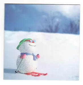 GLITTER SKIING SNOWMAN Paper Magic Group Christmas Greeting Card w/ Envelope New - Picture 1 of 3