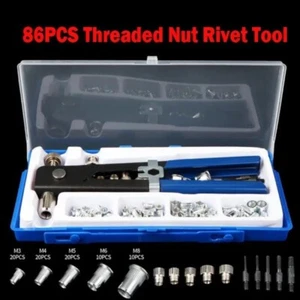 86PC Mandrel Rivet Nut Gun Threaded Nut Rivet Riveter Insert Tool M3 M4 M5 M6 M8 - Picture 1 of 9