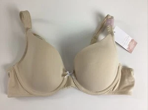 Cacique Lane Bryant Lightly Lined Cotton T-Shirt Bra Underwire Beige 34B NWT - Picture 1 of 10