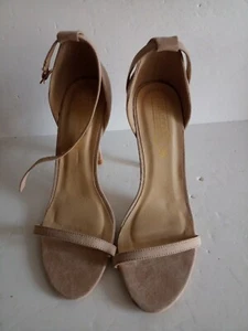 WOMENS TRUFFLE COLLECTION BEIGE HIGH HEELED SANDALS UK 7 - Picture 1 of 6