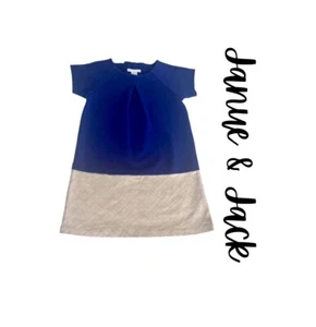 Janie And Jack Blue And Quilted Tan Dress Girls Size 6 Excellent Condition! - Picture 1 of 8
