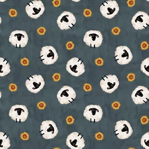 Farm Country Fabric | Sheep & Sunflower Toss Green | Blank YARD - Picture 1 of 1