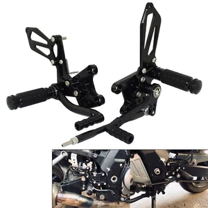 Black Adjustable Rearset Footrests Foot Peg For SUZUKI GSX-R 600 750 1000 SV 650 - Imagen 1 de 8