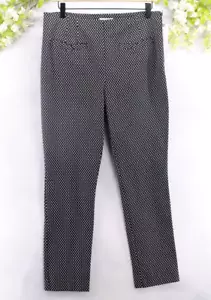 Anthropologie The Essential Pantalone Dritto Slim Nero Bianco Punto Tg 8 NUOVO - Foto 1 di 6