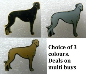Greyhound pin badge. Black BrownGrey versions. Pet. Racing dog. Whippet. Badges - Foto 1 di 12