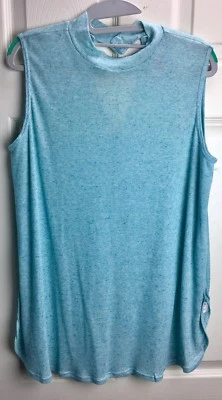 Camiseta sin mangas Union Bay L Aqua cuello simulado algodón acanalado nueva con etiquetas Foto 1 de 4