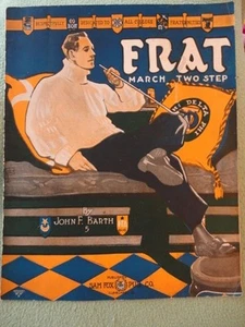 Frat March Two Step Sheet Music Barth 1920 Long Pipe Frameable Vintage - Picture 1 of 10