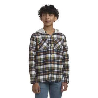 Levi's Boys Hooded Flannel Shirt Size S 6/7 Oatmeal Heather - Image 1 of 4
