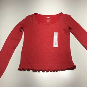 SO Thermal Tee Girls Juniors Size XS Basic Cropped Dark Orange Long Sleeve NWT - Picture 1 of 11