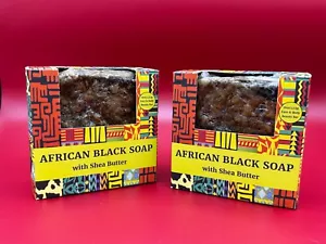 2 x 1 lb Raw African Black Soap Organic Bar From Ghana Bulk Face Acne Body Wash - Picture 1 of 2