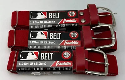NUEVO LOTE 3x Cinturón Franklin 1.25" Béisbol Softbol Niños/Adultos Rojo 22"- 42" Cintura Foto 1 de 4