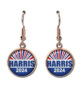 Presidential Election Vote Harris Politcal Handmade Resin Dangling Earrings 16mm - Picture 1 of 10