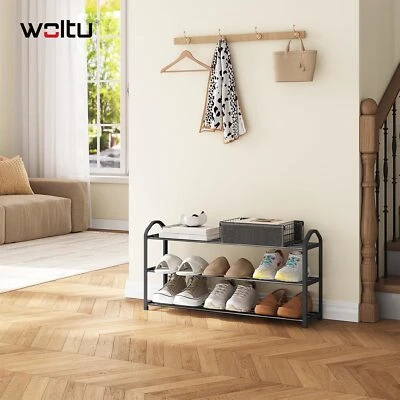 WOLTU 3 Ebenen Schuhregal Schuständer Schuhablage für 12 Paare Schuhe Schwarz - Bild 1 von 4