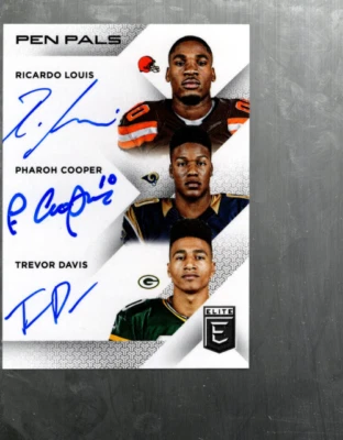 A8206- 2016 Elite Pen Pals Triples #PPTLCD Trevor Davis Pharoh Cooper Louis Auto - Image 1 of 2