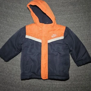 Boys NIKE Full-Zip Puffer Jacket Coat Size 4T Orange Blue - Picture 1 of 9