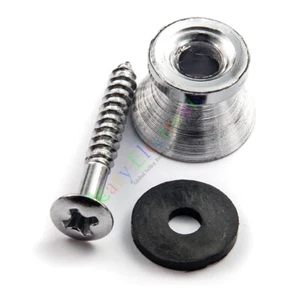 100pc Silver Strap Locks Buttons Round Head For Guitar Bass Schaller Style Chrom - Picture 1 of 3