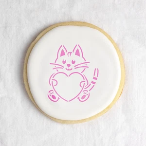 Plantilla de galletas Heart Cat - plantillas Mylar duraderas y reutilizables - Imagen 1 de 6