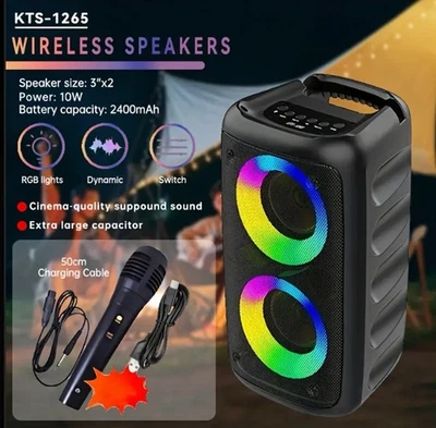 MOKiN Portable Wireless Speaker with Subwoofer & Wired Microphone - Dual 10W  - Image 1 of 4