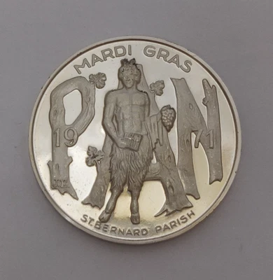 PAN ST BERNARD PARISH MARDI GRAS FINE SILVER COIN 1971 WE THE PEOPLE - Image 1 of 4