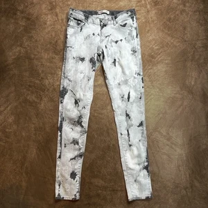 Levi's 710 Super Skinny Gray Tie Dye Print Pants Black White Girls 16 REG Punk - Picture 1 of 10
