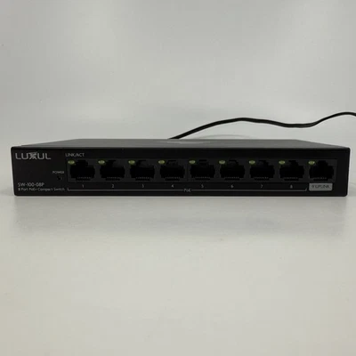 Interruptor compacto LUXUL SW-100-08P 8 puertos PoE+ / con cable de alimentación Foto 1 de 4