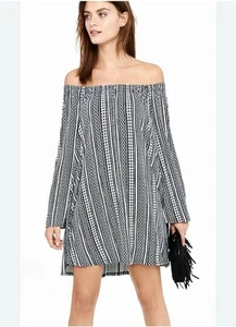 NEW Express Women’s Mini Dress Off The Shoulder Bell Long Sleeve Size M Medium - Picture 1 of 8