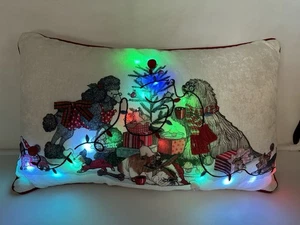 Park Avenue Pier 1 Lighted Christmas Tree Pillow Dachshund Bulldog Sheepdog - Picture 1 of 9