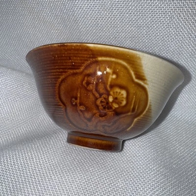 Tazón de sopa de arroz japonés porcelana blanco soplado bambú ciruela vintage Foto 1 de 4