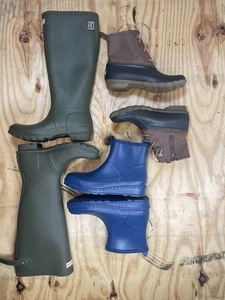 Hunter Women's Water Texture Tall Green Boots Rain Waterproof US8.etc (Bundle) - Picture 1 of 16