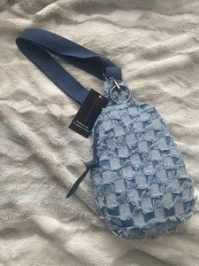 No Boundaries Cargo Blue Distressed Denim Crossbody Sling Bag New - Picture 1 of 4