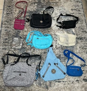 Huge Kipling Bag Lot Of 9 Blue Black Pink Handbag Shoulder Bag - Picture 1 of 12