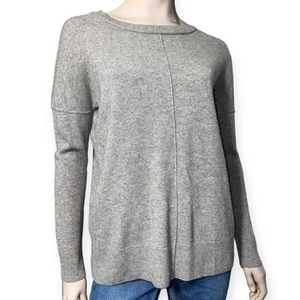 Mantovani Studio Size S Heather Grey Italian Cashmere Knit Drop Shoulder Sweater - Picture 1 of 7