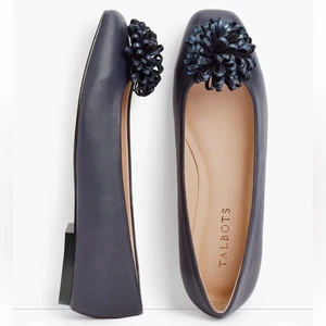 Talbots STELLA POMPOM BALLERINAS Größe 6.5 Navy - Bild 1 von 7