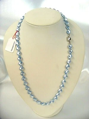 Collana donna perle celeste onda SWAROVSKI Elements Chiusura Argento 8x9 cm 54 - Immagine 1 di 4