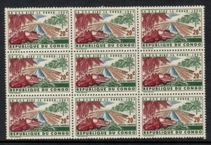 Kongo Demokratische Republik, 1963, Sc. ##455-461 Komplettsatz im 9er Block, postfrisch. - Bild 1 von 7