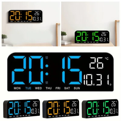 Reloj de Pared Pantalla LED de 10" Atenuación Automática Reloj Despertador Multifuncional para Hogar Foto 1 de 4
