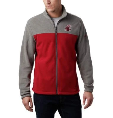 NEW! Washington State Cougars WSU Wazzu Mens Fleece Zip Up Jacket - Columbia M L - Image 1 of 4