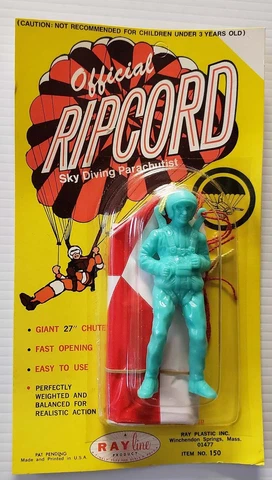 RARE Vintage Ray Line RIPCORD TV Show Sky Diving Parachutist Toy Mint On Card Cover