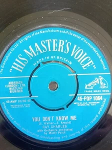 RAY CHARLES YOU DON'T KNOW ME UK 1962 HIS MASTERS VOICE 7" 45 45-POP 1064 - Picture 1 of 1