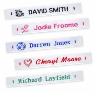 WOVEN LABELS UK 72 Woven Sew in School Name Tapes Name Tags Labels - High Quality School Labels