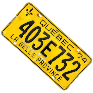 Placa de matrícula Quebec 74 Canadá 1974 403E732 La Belle Province garaje decoración coches - Imagen 1 de 3