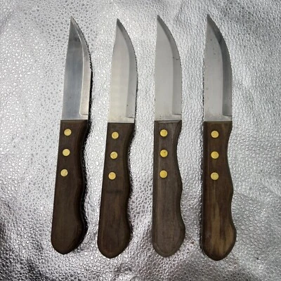 "4 cuchillos para carne Tramontina Porterhouse acero al carbono hoja de 10" manchas de 4,75""" Foto 1 de 4