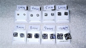 Klare CZ .925 Sterling Silber Quadratschliff Ohrstecker Schmuck Herren Damen - Bild 1 von 18