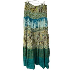 Persaman  Maxi Skirt 6 Sequin Tiered Beaded Bohemian Lagenlook Patchwork Fairy - Foto 1 di 14