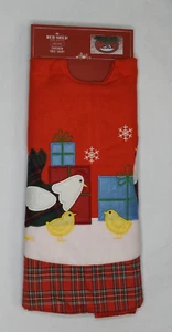 Gonna Albero di Natale 48" Nuova Rifinita Rossa Pollo Pulcini Plaid Feltro - Foto 1 di 4
