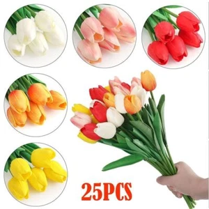 25PCS Artificial Tulip Flowers Fake Flower Bouquet for Wedding Party Home Decor - Picture 1 of 18