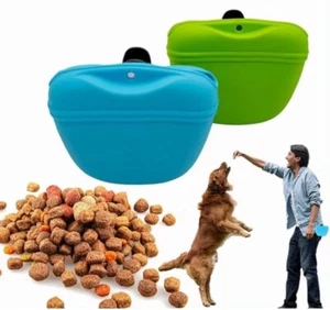 Black Silicone Dog Treat Pouch Portable Training Container Clip on for Training - Picture 1 of 4