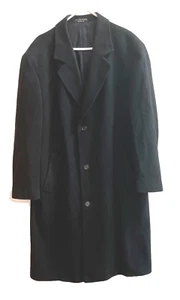 Andrew Fezza Long Wool Cashmere Blend Overcoat Black Size 48 GR - Picture 1 of 9