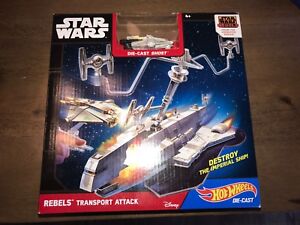 Hot Wheels Star Wars Rebels Transport Attack Play Set NEW  w/ Ghost ship (N8)!