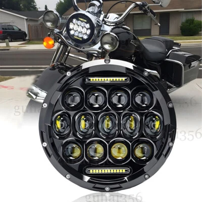 Faro LED de 7 pulgadas ojos de ángel alto/bajo para motocicleta Honda Yamaha Foto 1 de 4